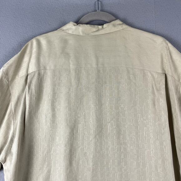 Tommy Bahama Silk Camp Shirt Mens XL Beige Short Sleeve Textured Hawaiian Relax - Picture 11 of 15